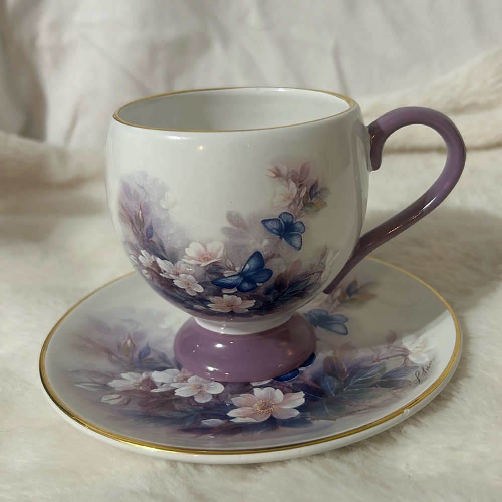 LENA LIU Blossoms and Butterflies cup and saucer